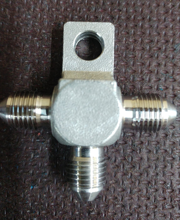 Stainless Steel Brake Fitting Tee With Locating Tab 3 8" unf 