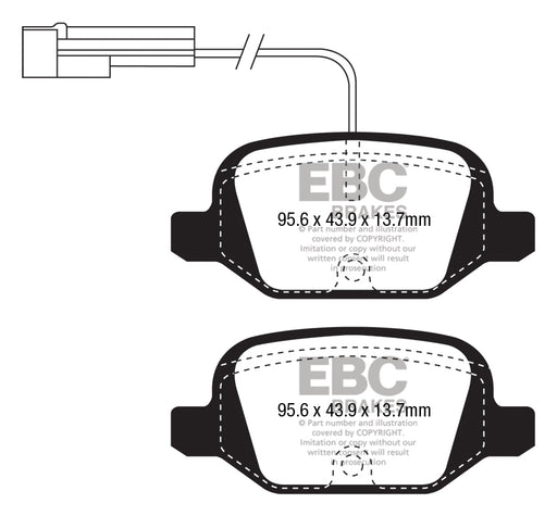 Abarth Fiat 500 / 595 EBC Yellowstuff Rear Brake Pads