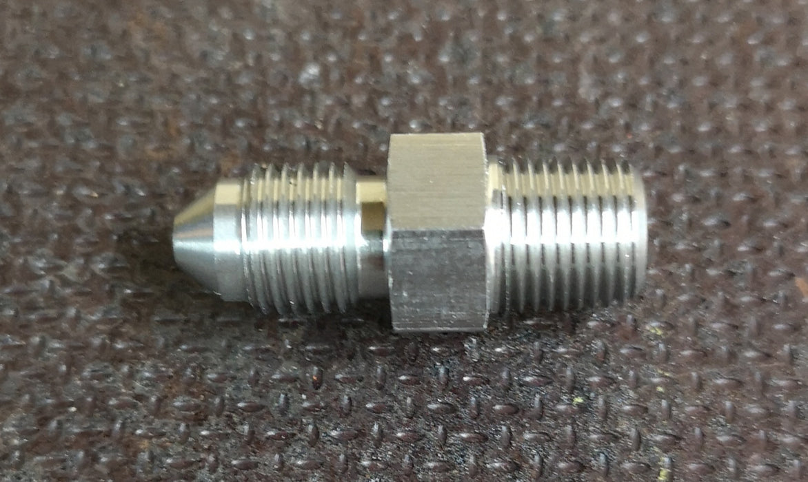1 8" NPT to M10 x 1 Male  Male Stainless Steel Adaptor